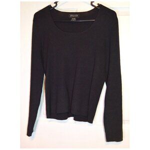 New York & Co Black Knit Blouse Long Sleeve Pullover Shirt Size L